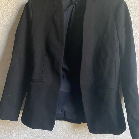J. Crew Going Out $198 Black Preppy Dark Academia Gramercy Twill Open Blazer 4 - Picture 3 of 16